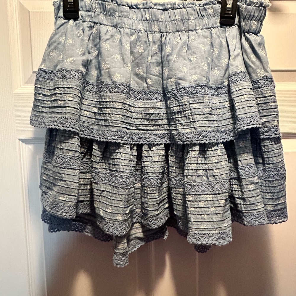 aerie Light Blue Tiered Mini Skirt